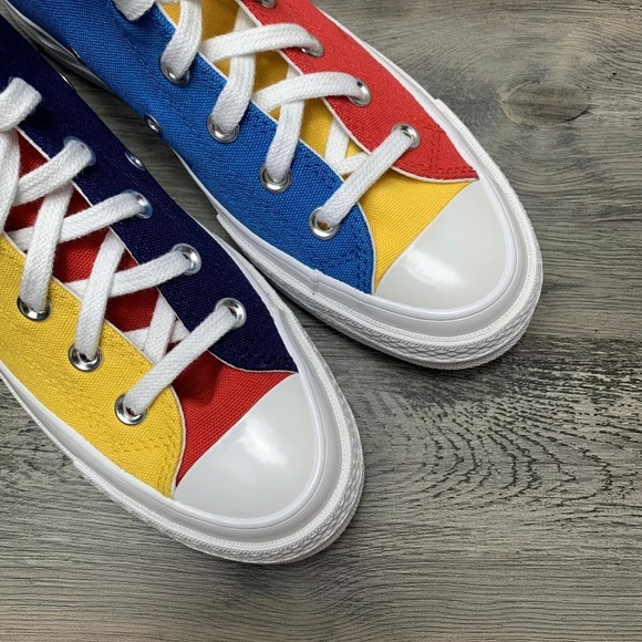 Converse Golf Wang Chuck 70 High Top Tri Panel Red Blue Yellow Multi Size - Picture 6 of 7